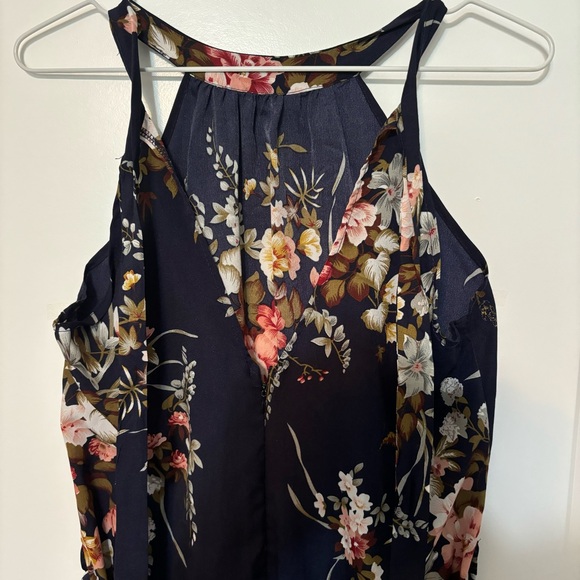 Shein Floral Print Tie Back Belted Maxi Dress Navy Blue women’s size small - Picture 12 of 15